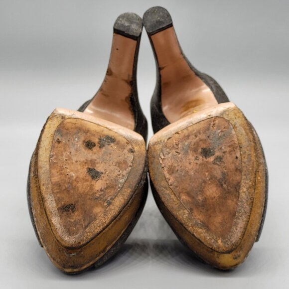 PRADA Crackled Leather Platform Heels - Picture 9 of 17